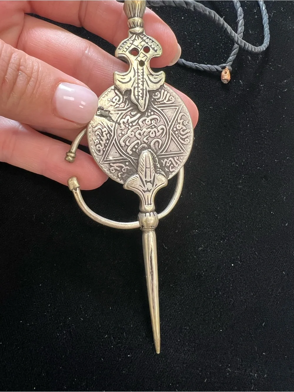 Antique Moroccan Berber coin fibula (tizerzai or khlel), a traditional cloak pin